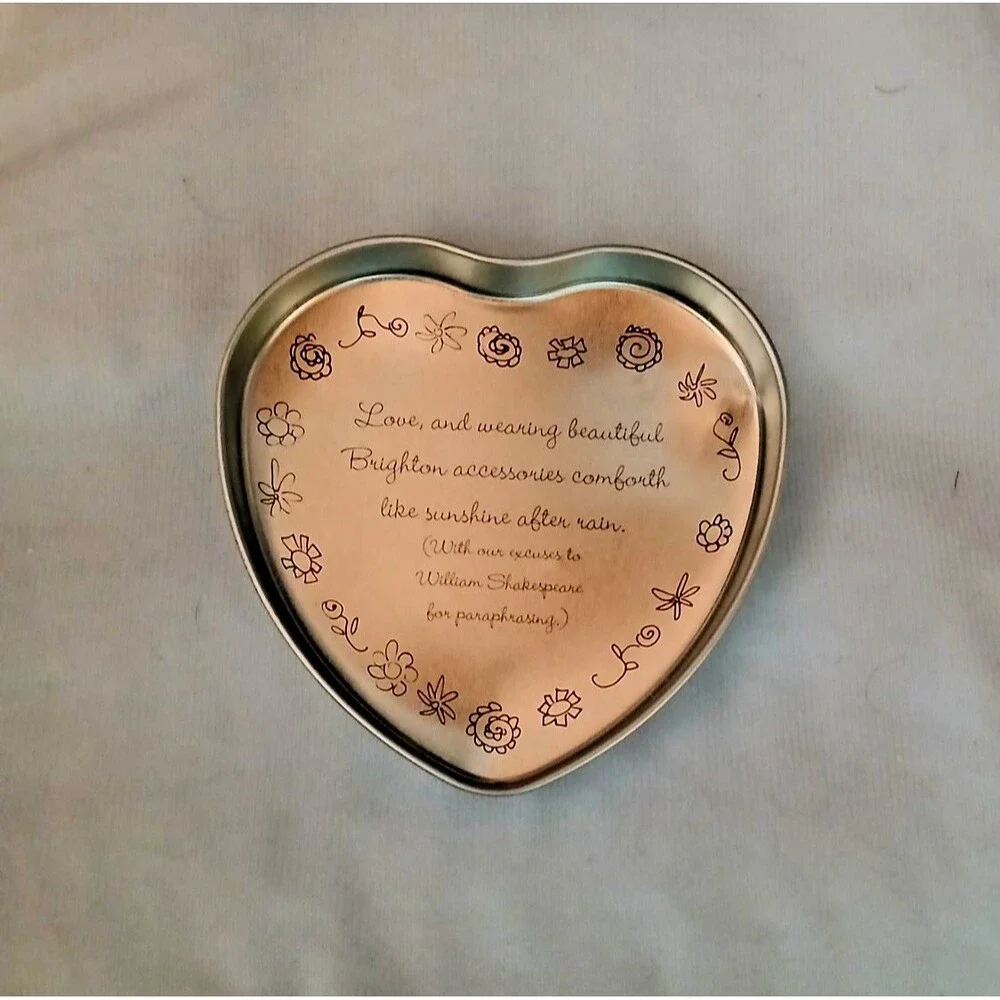 Empty Brighton Metal Tin Heart Shaped Jewelry Box Beautiful Very Good Condition